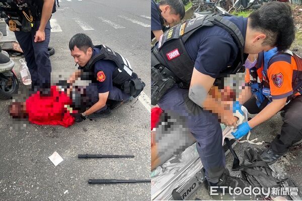▲▼ 台南麻豆區驚傳隨機砍人案,警方連開2槍將人壓制。(圖/記者林東良翻攝,下同)