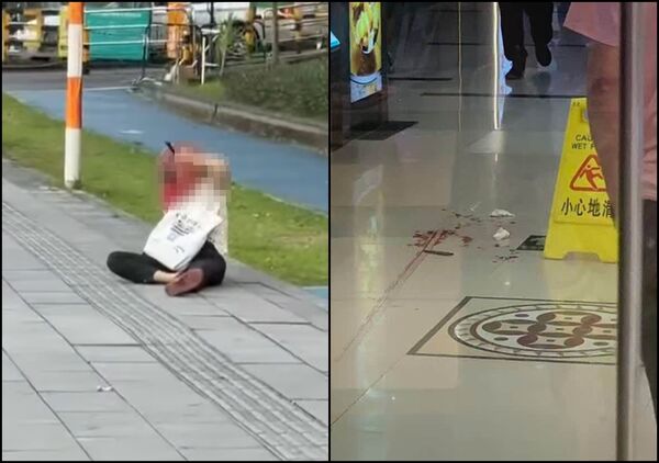 ▲▼廣州大學城GOGO新天地有人隨機攻擊，婦人臉部插著刀。（圖／南洋商報提供）