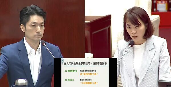 簡舒培質疑，難道局處長認為蔣萬安無法回答問題才急著上台？要求時間暫停請首長回座。（翻攝直播畫面）