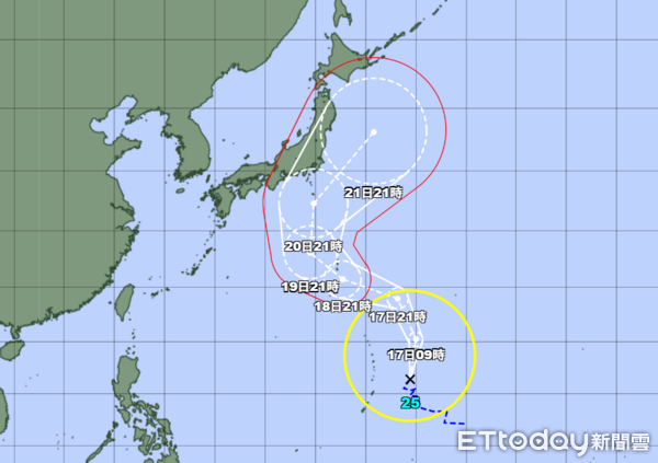 ▲▼杜鵑颱風走向。（圖／取自日本氣象廳網站）