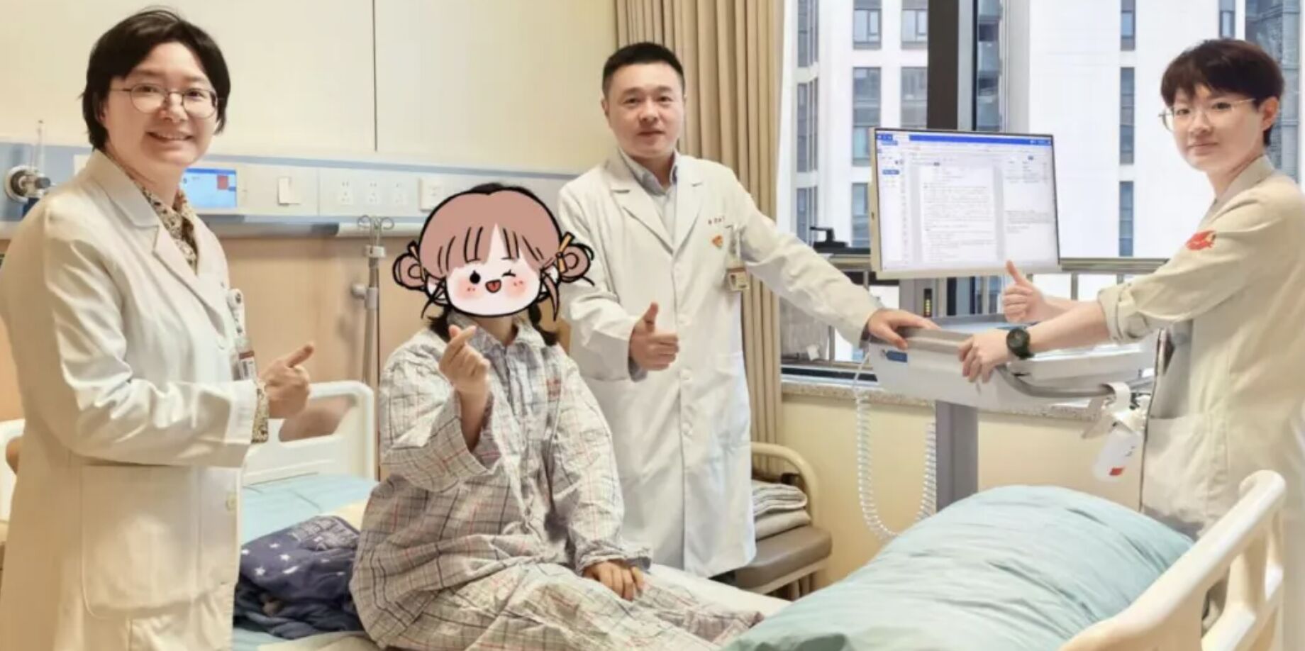 ▲小玉（化名）與醫師團隊。（圖／翻攝極目新聞）