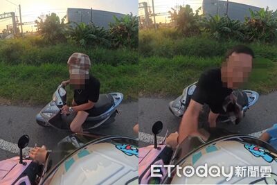 荒唐畫面曝!嘉義怪男連飆三字經又揍人 無辜騎士一頭霧水