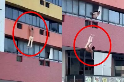 小王偷吃人妻被抓包!「半裸爬窗」逃跑畫面曝 下秒踩空墜樓重傷