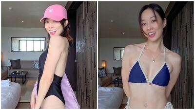 夏語心獨旅脫了!深V直逼肚臍「包不住上圍」連換6泳衣 轉身看光S曲線