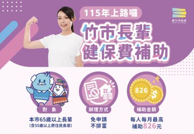 竹市9月起補助長輩健保自付額 高虹安市長:免申請、不排富減輕長輩負擔
