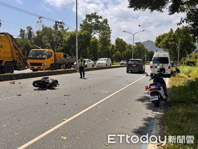 騎士路口撞救護車「噴飛猛撞分隔島」驚悚畫面曝 命危送醫搶救
