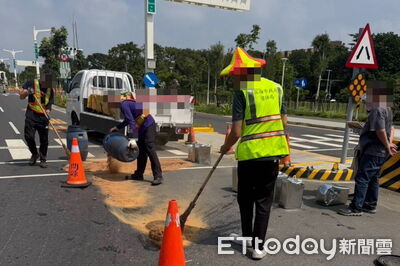 高雄貨車沒綁牢「桶子掉下來」樹脂流滿路面 駕駛挨罰最高1萬8