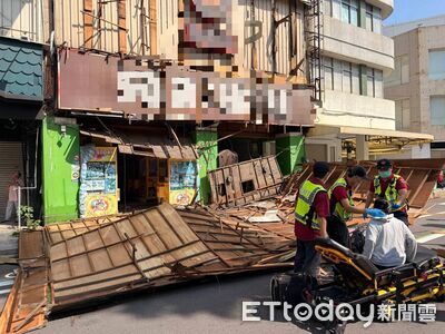 自助洗衣店整片招牌砸下來「騎士慘被活埋」 恐怖現場畫面曝