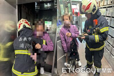 嘉義70歲婦受困電梯!消防火速到場「徒手撐門」順利助脫困