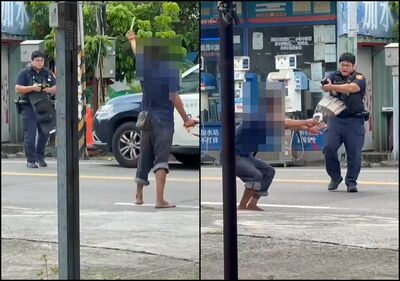 台南脫序男街道亮刀嗆警「你過來啊」 見警拔槍瞄準急丟刀趴下
