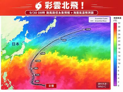 彩雲最新路徑! 挑戰今年第七個強颱