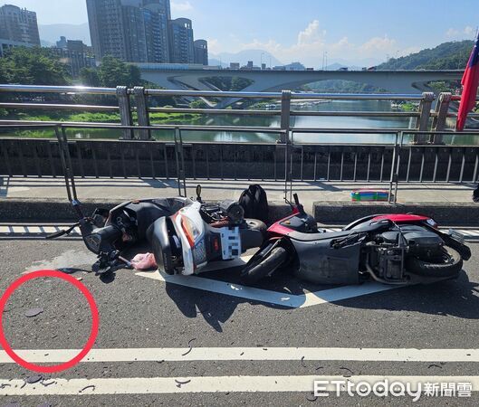 ▲▼陳女表示因遭前方掉落物砸到臉部，才導致失控擦撞其他車輛釀禍。（圖／記者陸運陞翻攝）