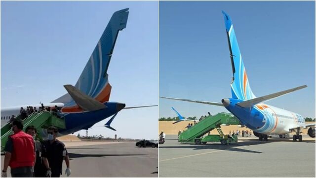 ▲▼阿聯廉航杜拜航空（flydubai）9月30日發生喋血事件。飛機經歷了極端下降過程，以至於機尾大部分方向舵（rudder）都被扯掉。（圖／翻攝X@manniefabian）