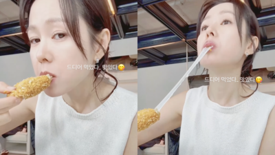 女神炸物破戒！孫藝真啃起司條咬出聲音　1分半療癒影片46萬人暴動