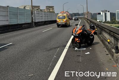 環東大道禮讓救護車！重機追尾貨車　騎士重摔倒地手腳骨折