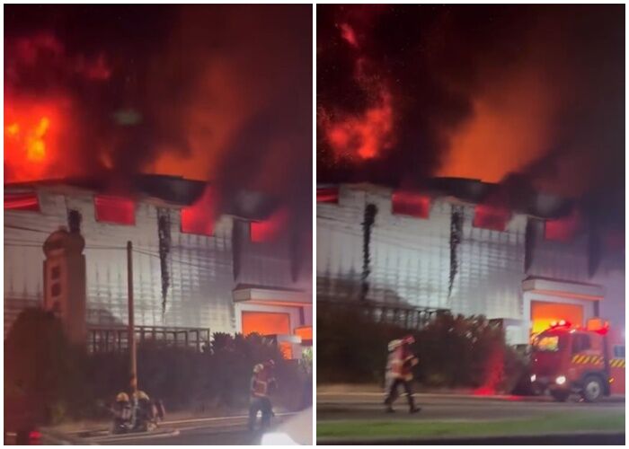 ▲▼台南廠房深夜陷火海！廢棄橡膠助燃。（圖／網友09_06._.love提供，請勿隨意翻拍，以免侵權。）