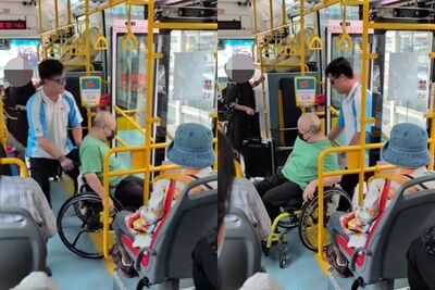 輪椅伯自己下車暖心司機秒攔截　全車耐心等候感動萬人