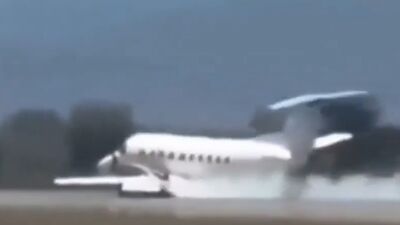 飛機猛撞上斑馬！「機腹著陸滑行」狂冒煙　驚險迫降畫面曝光