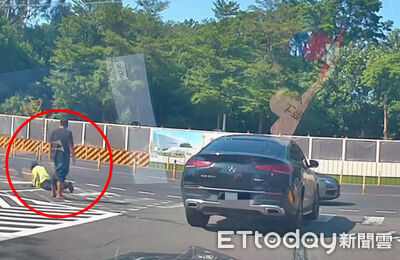 超扯畫面曝!高雄賓士男不滿指揮「當街推倒義交」 下場慘了