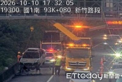 快訊/國1新竹段火燒車占外路肩回堵5公里!用路人注意改道