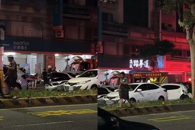 快訊／中壢環北路深夜連環車禍！「零件噴滿地」警消處理中