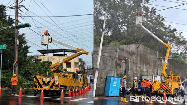 ▲基隆、新北4.5萬戶停電 台電搶修復電75%。(圖/記者郭世賢翻攝)