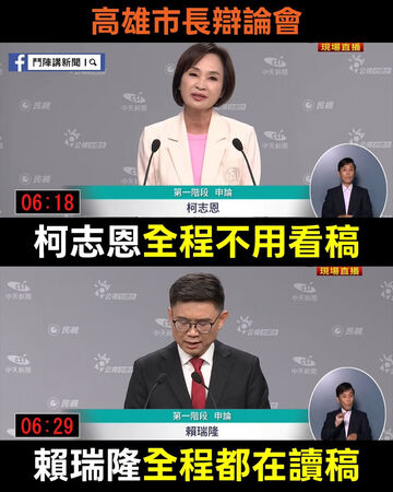 ▲▼高雄市長辯論             。（圖／翻攝自Threads）